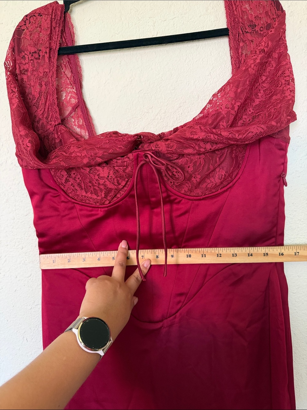 HOUSE OF CB XL A-C 'Perdi' Berry Satin Maxi Dress with Corset NWOT $329 - Picture 6 of 17